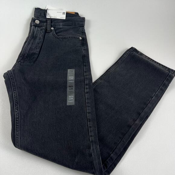 Calvin Klein Men Straight Standard Fit Zip Fly Black Jeans 31x34 - Picture 1 of 16